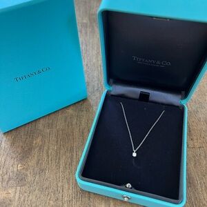 Tiffany & Co. Diamond Pendant Necklace in Signature Leather Jewelry box